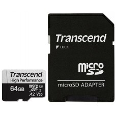 Transcend 64GB MicroSD 340S Class 10 UHS-I U3+SD adapter